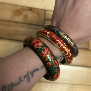 🇮🇳ARTISAN Indian Folk Hand-painted Floral and Leaf Motif Bangles
